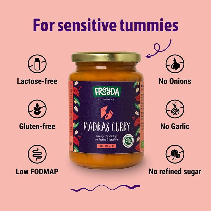 Froyda organic Madras Curry jar - gluten-free and lactose-free ready meal