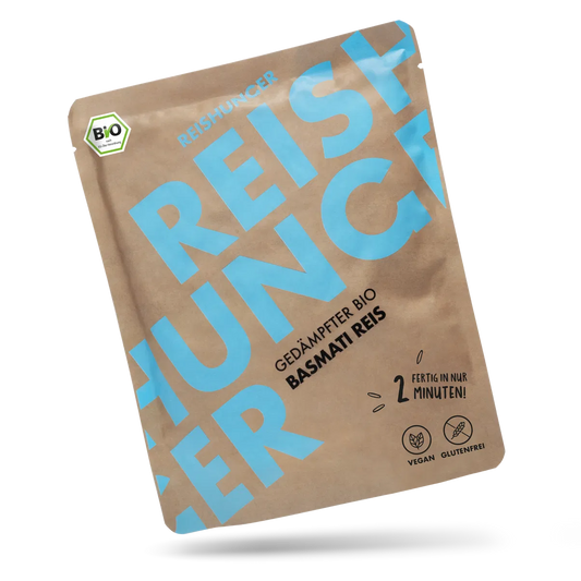 Reishunger Organic Basmati Rice – gluten-free express rice in a pouch. 